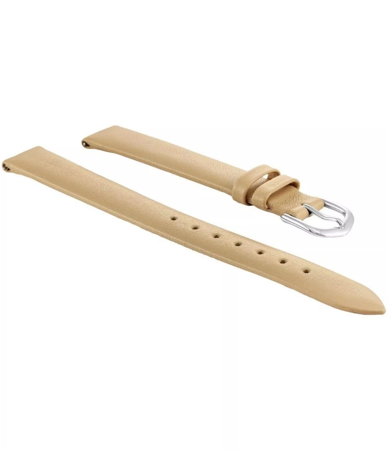 Skórzany pasek do zegarka Bisset 14mm – cielisty beż, stalowa sprzączka.jpg